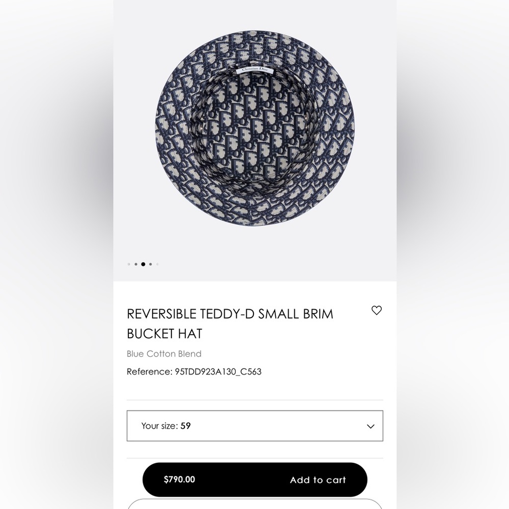 Dior Reversible Teddy-D Small Brim Bucket Hat - Blue